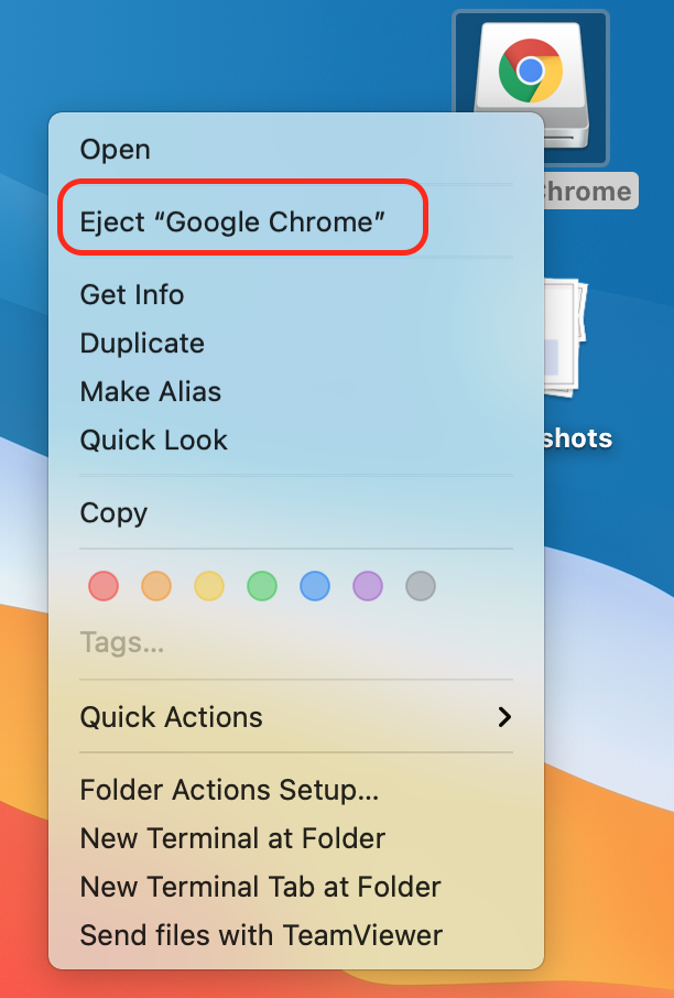 Eject Google Chrome on mac