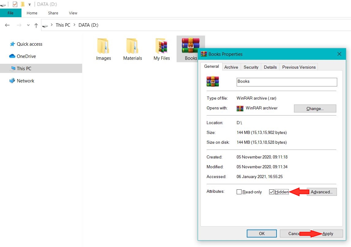 How to Hide Folder and File in Windows 10