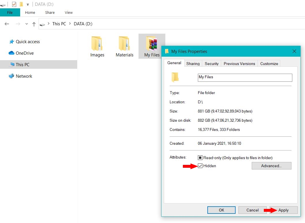 How to Hide Folder and File in Windows system