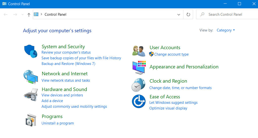 How to open control panel on windows 10