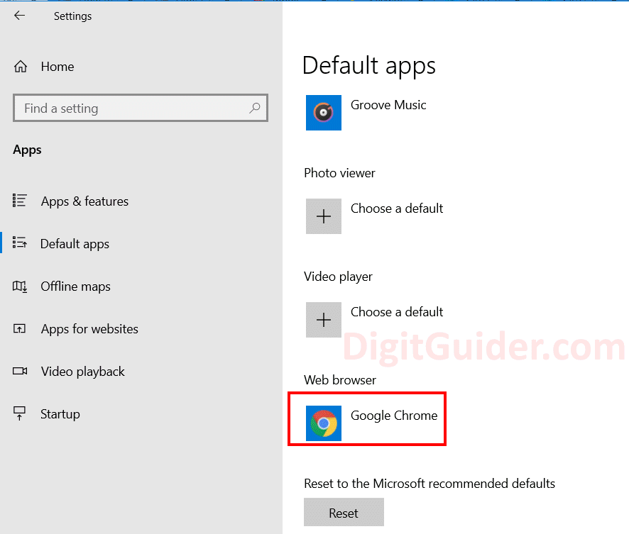 Make Chrome as Default Browser on Windows