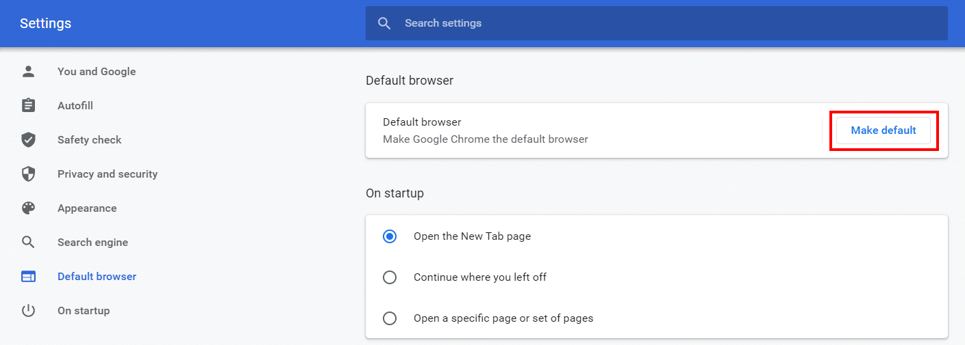 Make Google Chrome the default browser