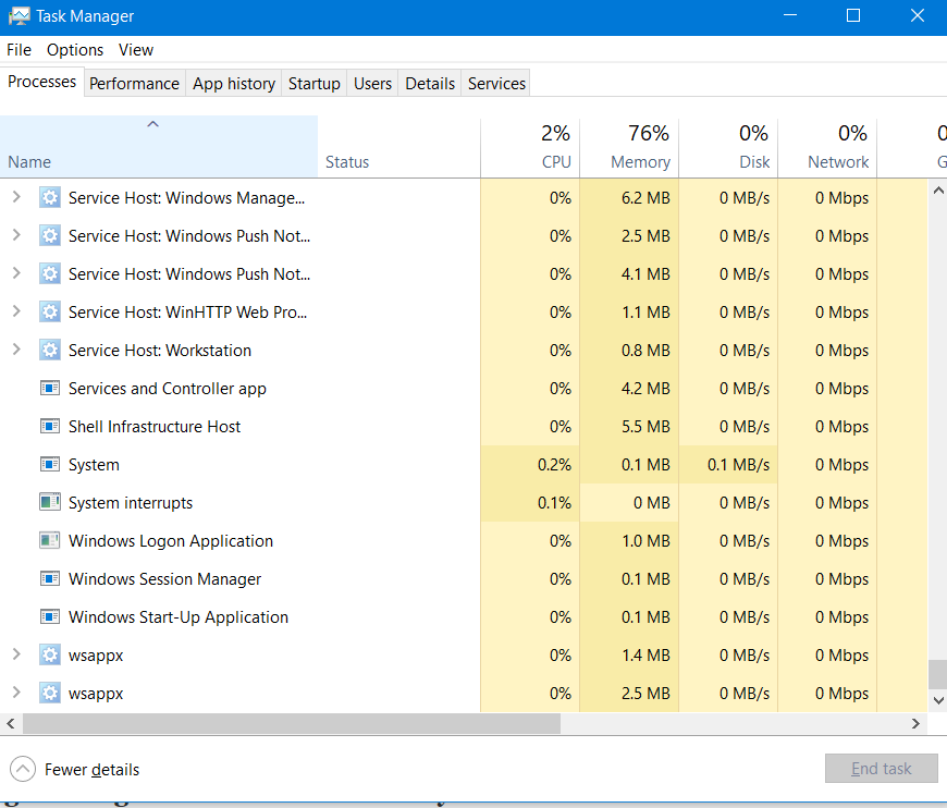 Task Manager Screen