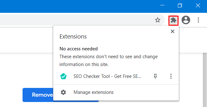 extensions option in chrome browser
