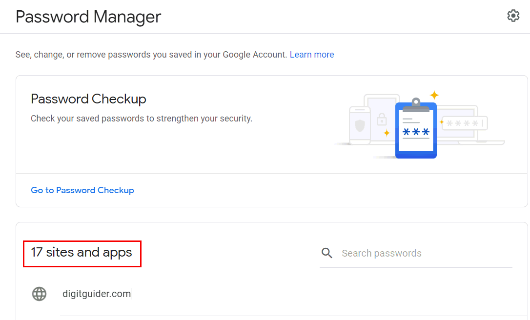 Google Account Password Manager