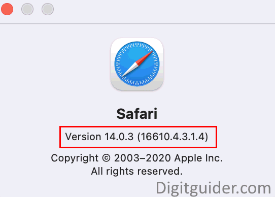 Version of Safari