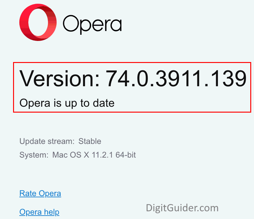 check version of Opera browser on Mac