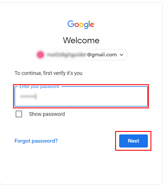 password for Gmail