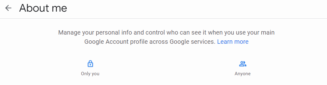 About Me - Google Account Personal Info