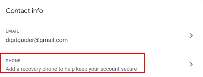 Add Phone number to secure account