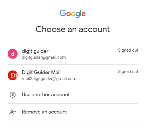 Choose an account to make the default Google Account