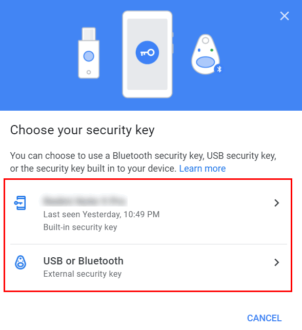 Choose security key