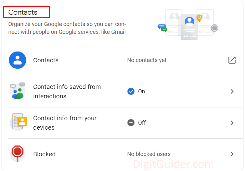 Contact on Google Account
