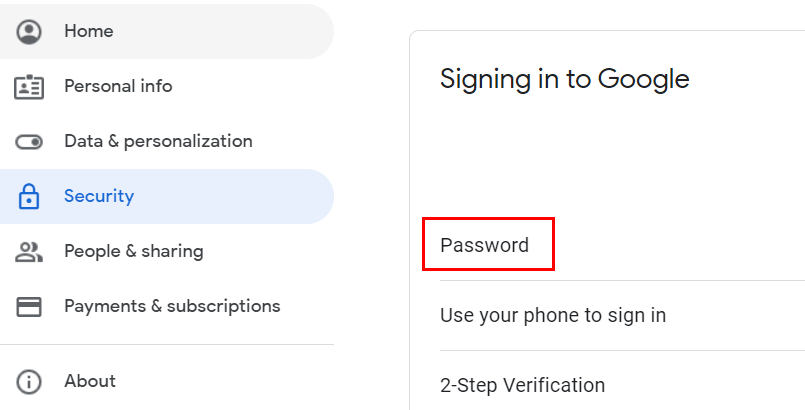 Create strong password for Google account