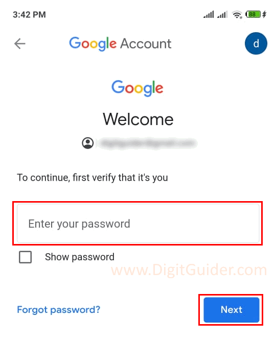 Google Account Password change on Android