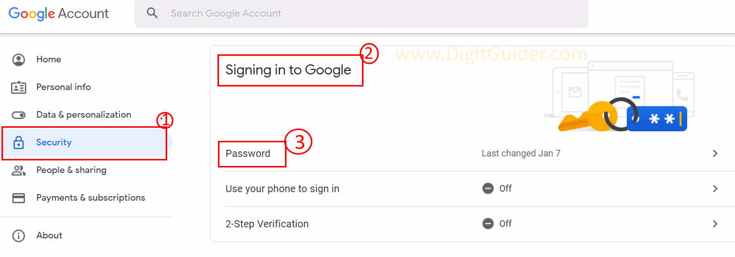 Google Security - Gmail password change