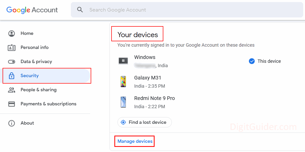 Manage devices on Android