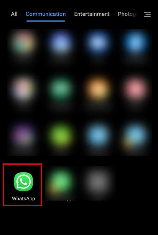 Open WhatsApp Application in Android phone