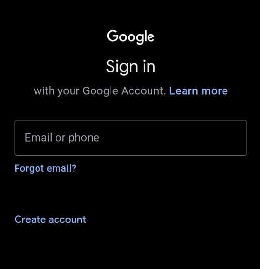 Sign in to Google Account on Android mobile