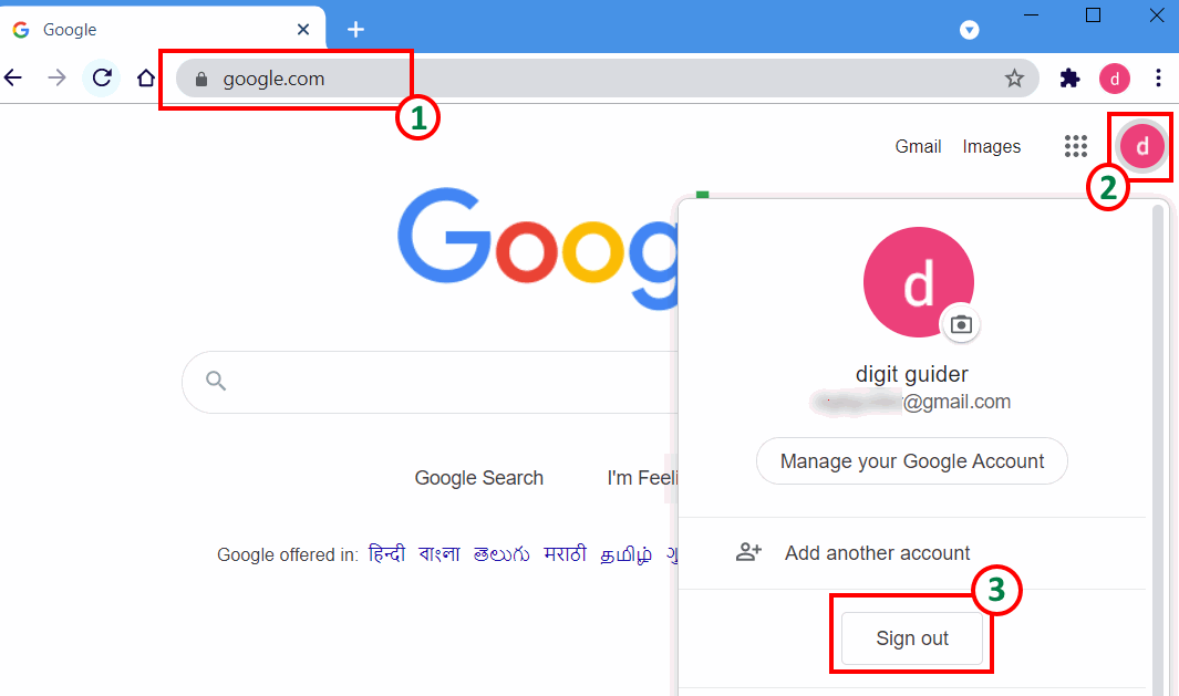 Sign out of Google Account on Computer