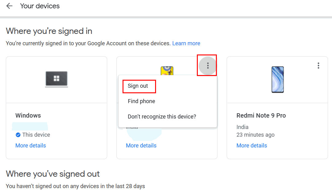 Sign out of Google Account remotely