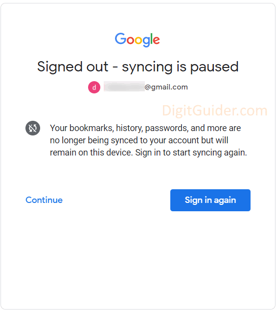 Sign out of Google account