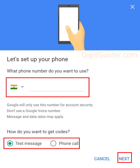 Text Message and Voice Call for 2-Step Verification