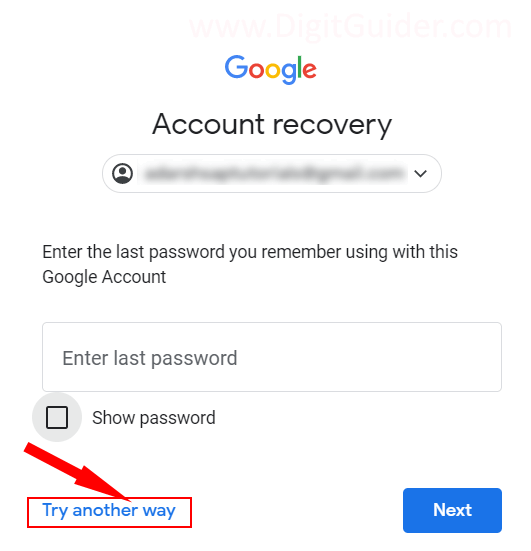 Try another way to reset gmail password