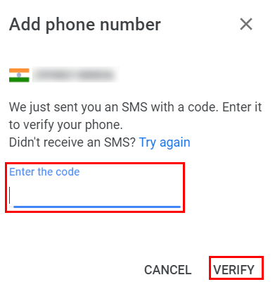 Verifiy Recovery phone number on Google Account