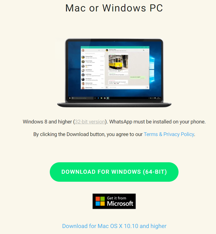 WhatsApp download for Mac or Windows PC
