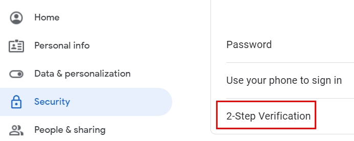 activate 2 step verification in Google