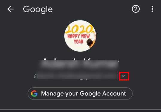 choose dropdown icon to add account