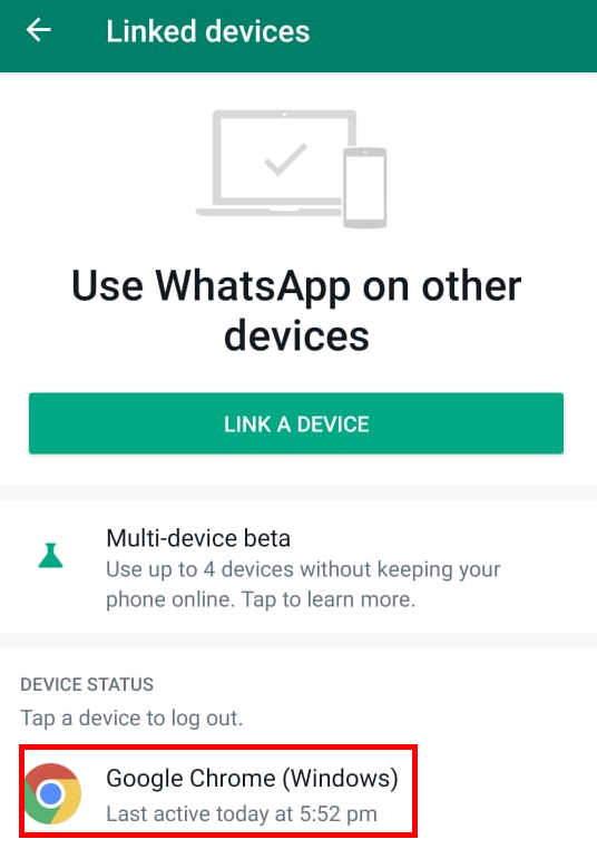 log out web whatsapp from phone