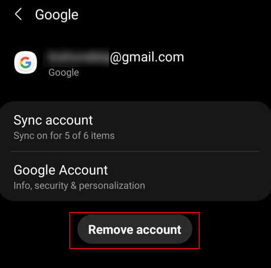 remove Google account on android device