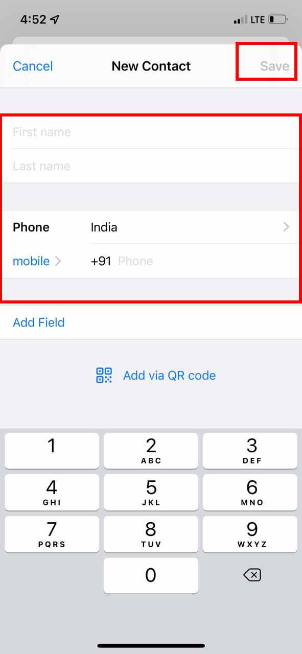 save whatsapp contact in iphone