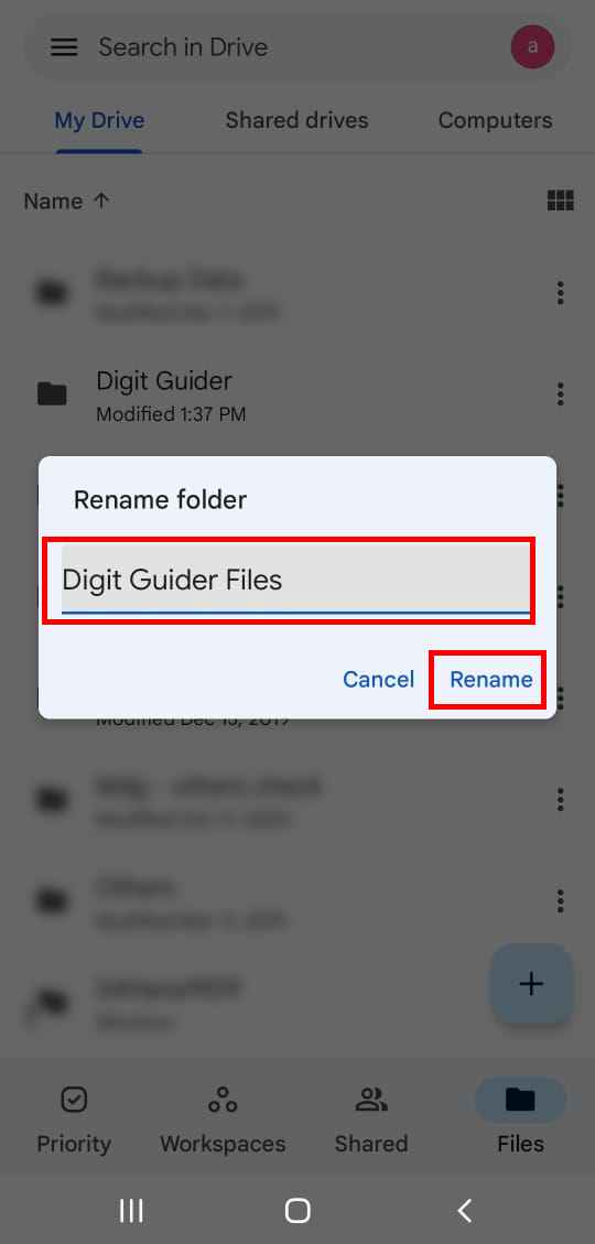 Rename Google Drive Folder name