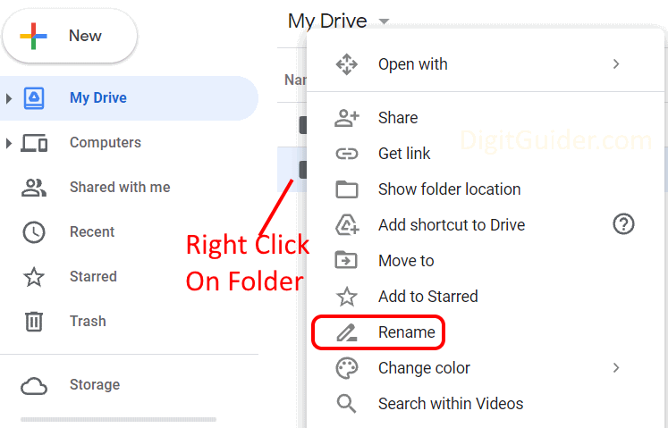 Rename folder in Google drive