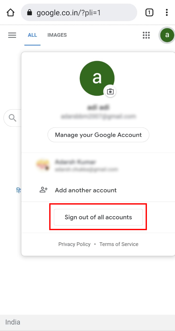 Sign out of all google account on chrome browser in mobile