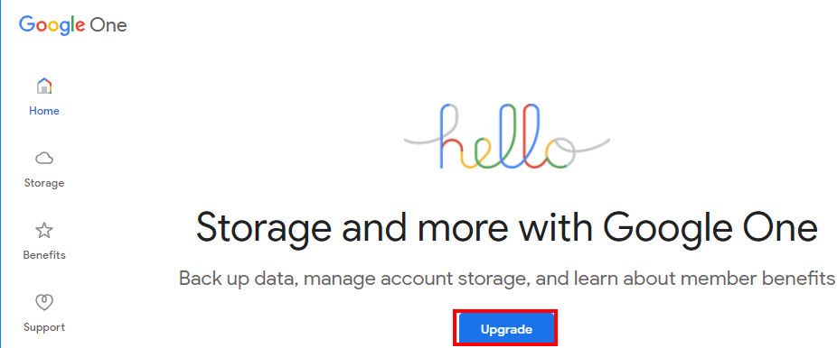 Upgrade Google Drive storage