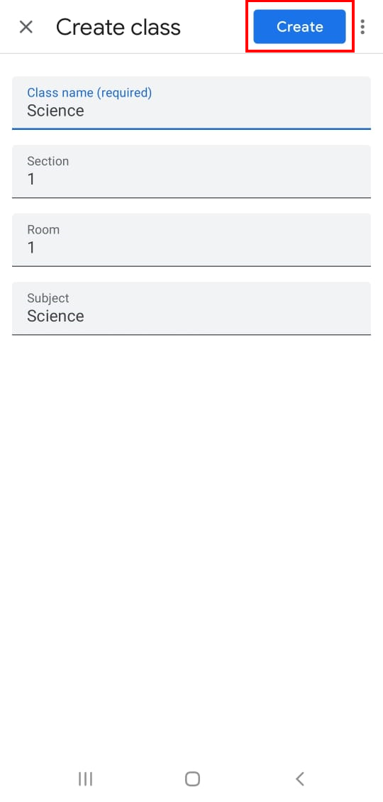 create class in classroom on mobile