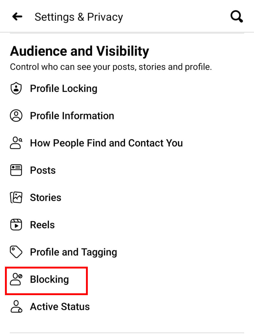 Blocking people on Facebook Android app