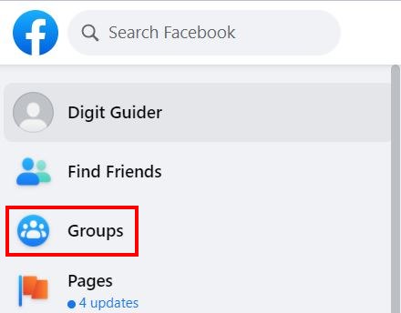 Facebook Group menu