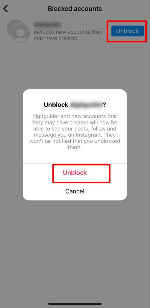 How to unblock person on Instagram
