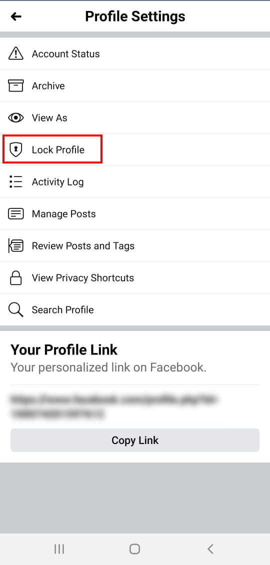 Lock FB profile on Android