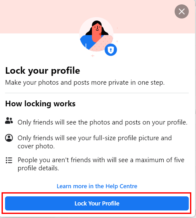 Lock your profile on FB