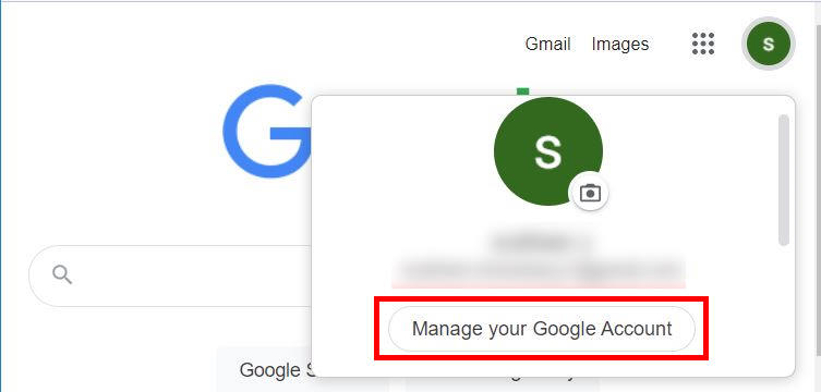 Magage your Google Account option