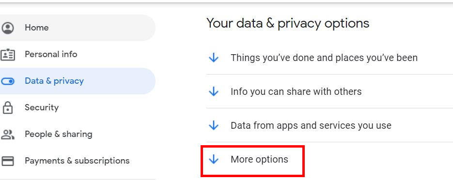 you data and privacy - more options