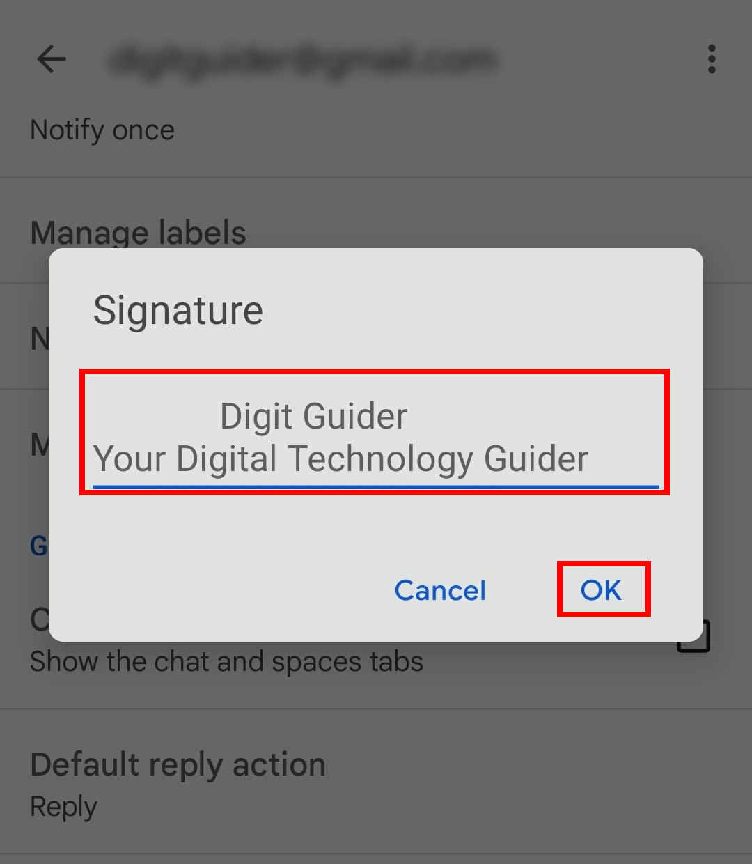 Add Gmail Signature on Android Mobile