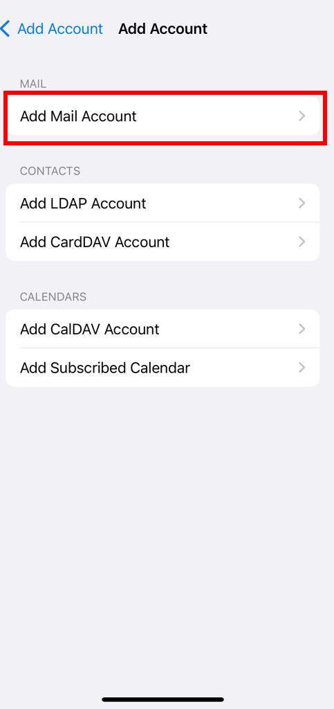Add mail account manually on iPhone