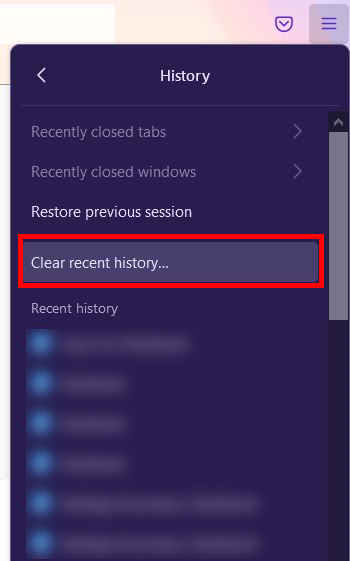 Clear Recent History on Firefox browser